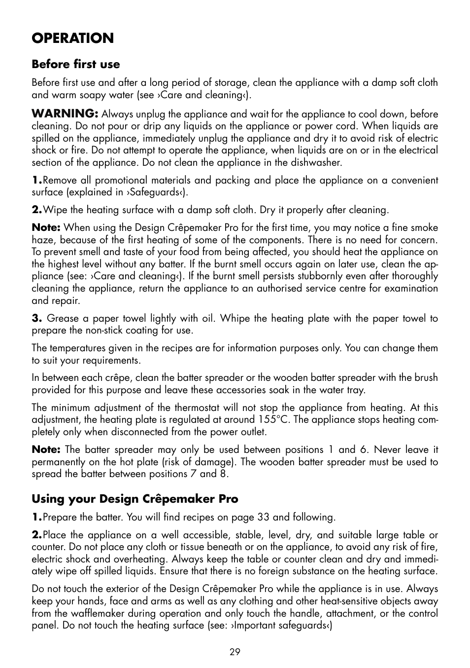 Operation | Gastroback 44005 Design Crêpe Maker Pro User Manual | Page 9 / 19