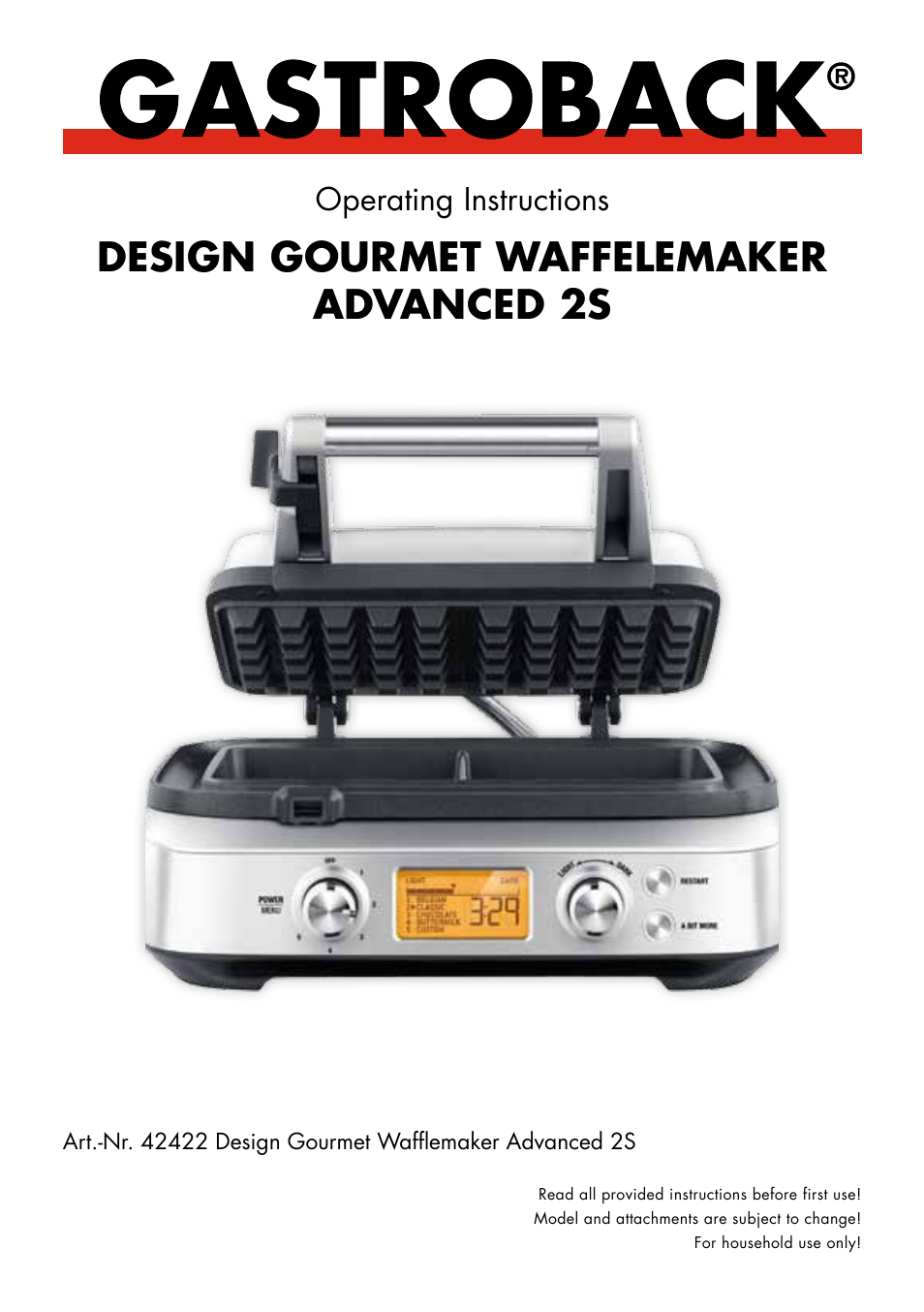 Gastroback 42422 Design Gourmet Waffle Maker Advanced 2S User Manual | 34 pages