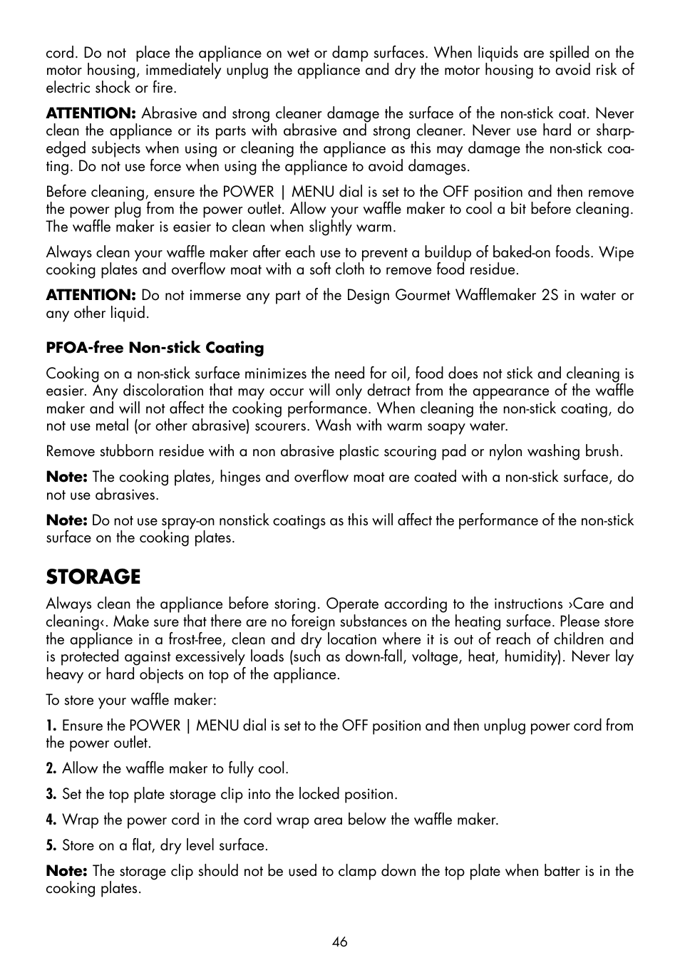 Storage | Gastroback 42422 Design Gourmet Waffle Maker Advanced 2S User Manual | Page 10 / 34