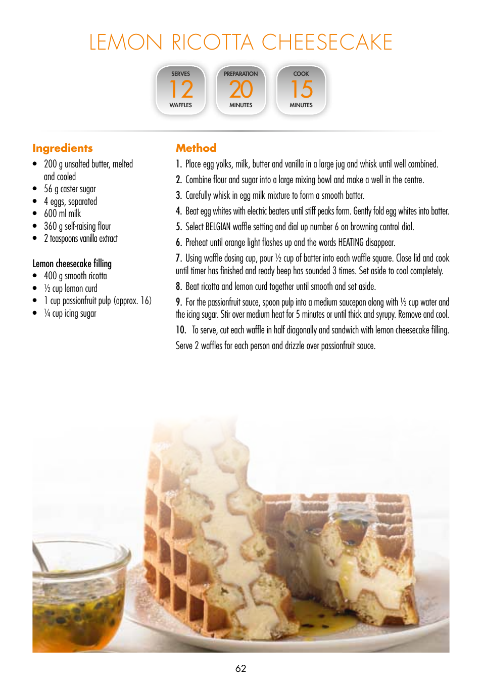 Lemon ricotta cheesecake | Gastroback 42422 Design Gourmet Waffle Maker Advanced 2S User Manual | Page 26 / 34