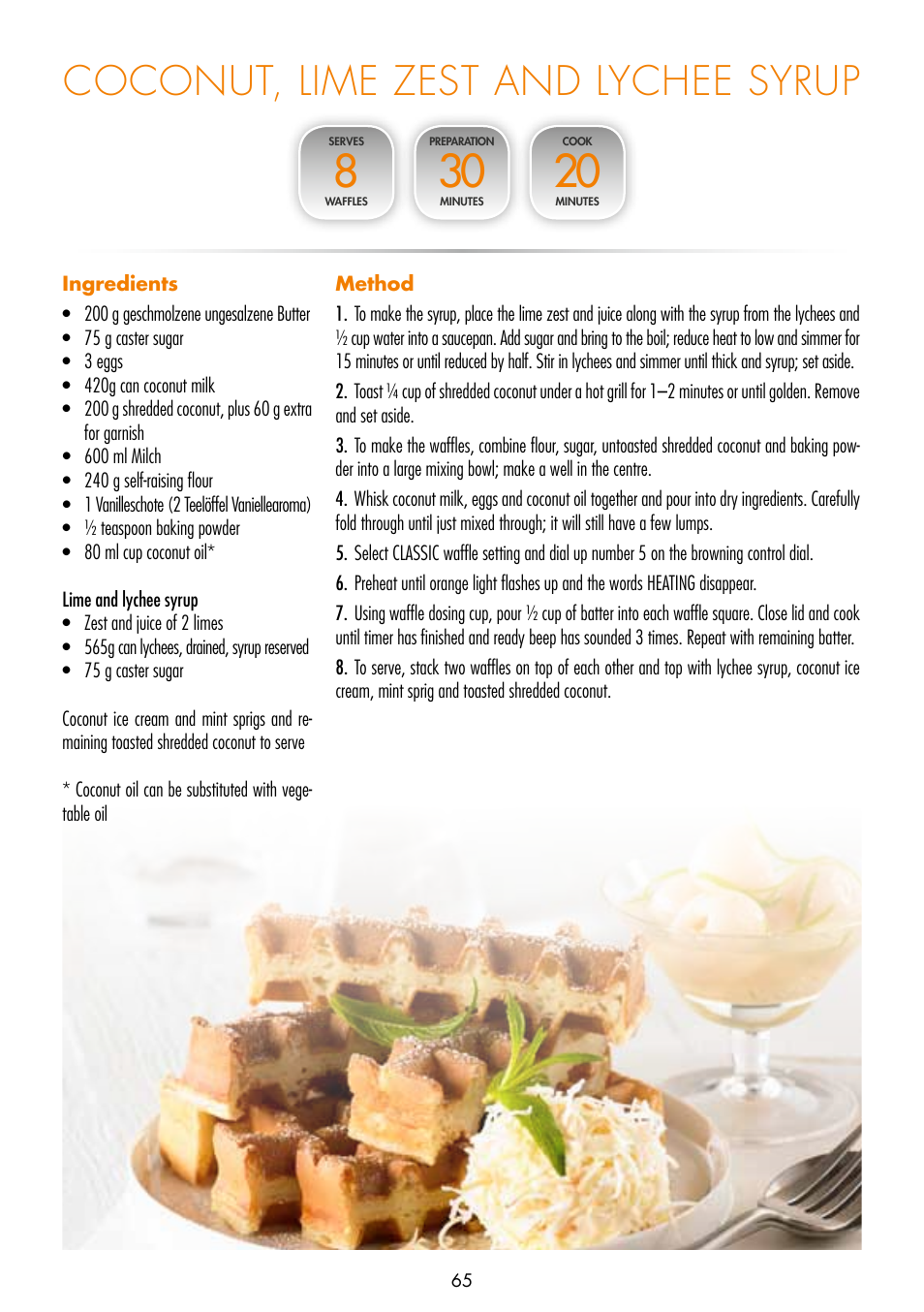Coconut, lime zest and lychee syrup | Gastroback 42422 Design Gourmet Waffle Maker Advanced 2S User Manual | Page 29 / 34