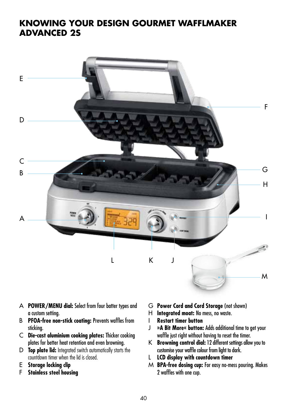 Knowing your design gourmet wafflmaker advanced 2s | Gastroback 42422 Design Gourmet Waffle Maker Advanced 2S User Manual | Page 4 / 34