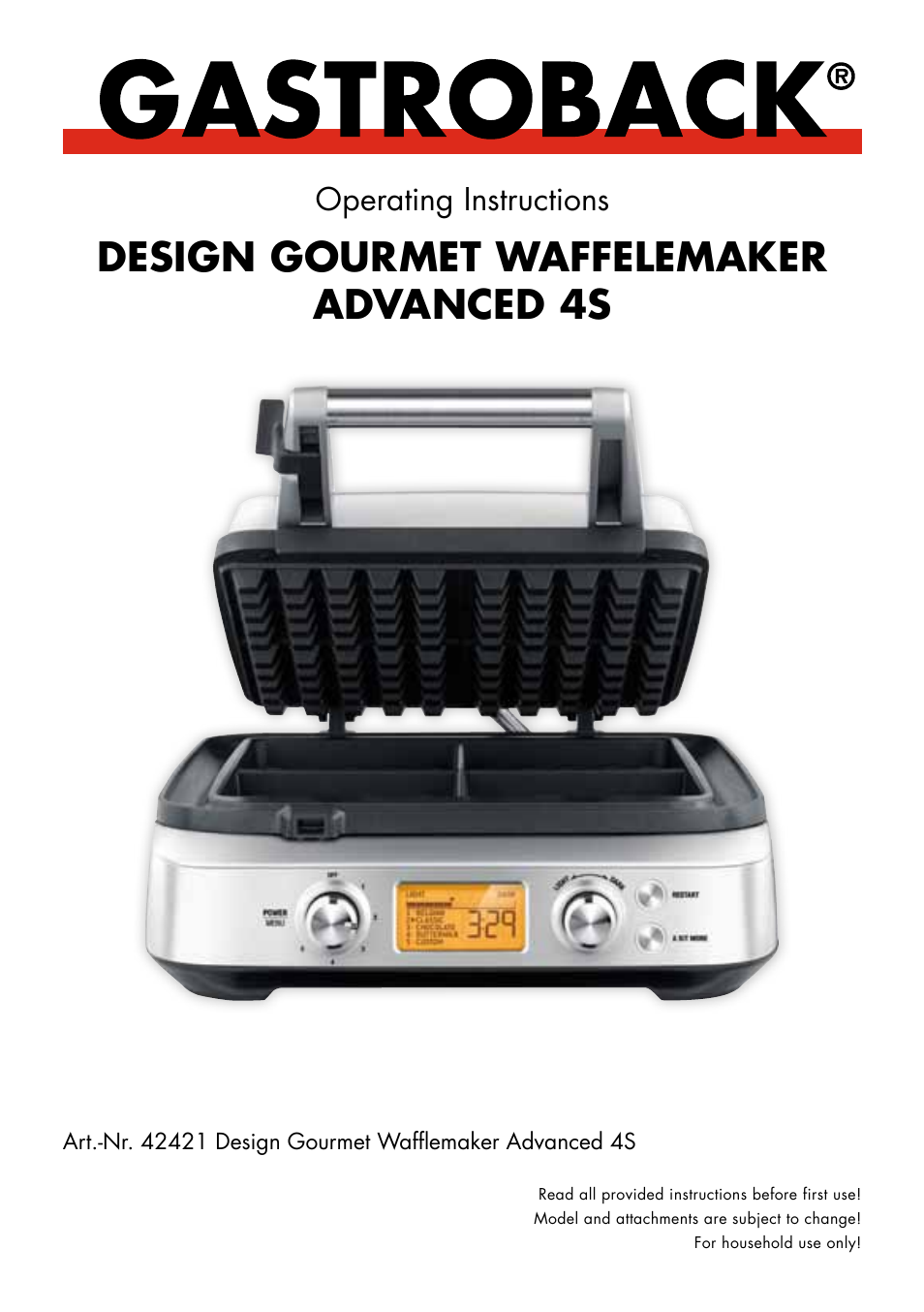 Gastroback 42421 Design Gourmet Waffle Maker Advanced 4S User Manual | 34 pages