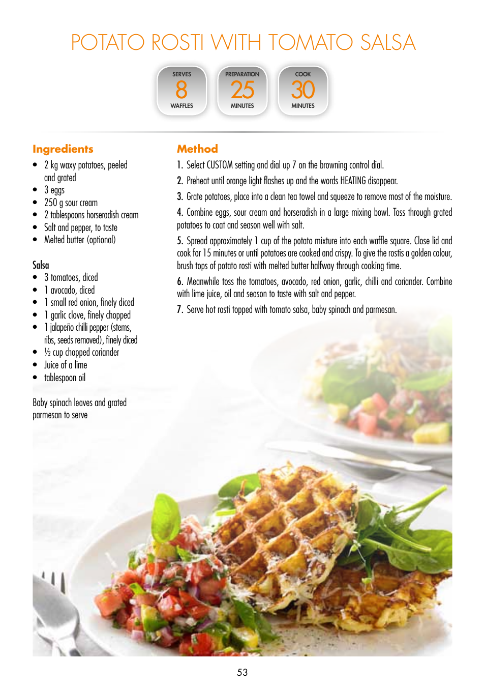 Potato rosti with tomato salsa | Gastroback 42421 Design Gourmet Waffle Maker Advanced 4S User Manual | Page 17 / 34