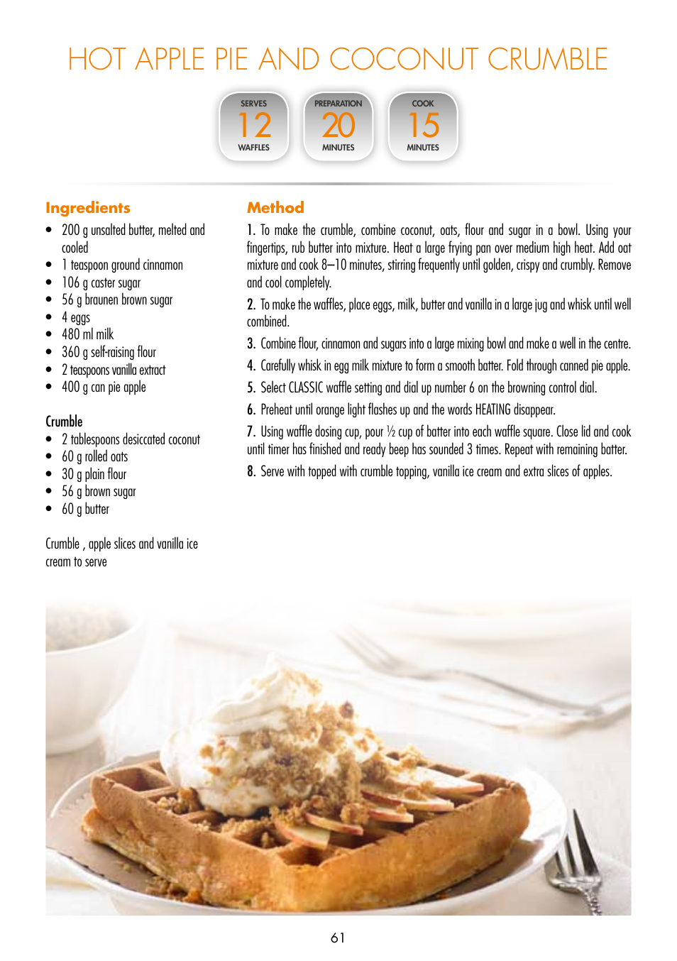 Hot apple pie and coconut crumble | Gastroback 42421 Design Gourmet Waffle Maker Advanced 4S User Manual | Page 25 / 34