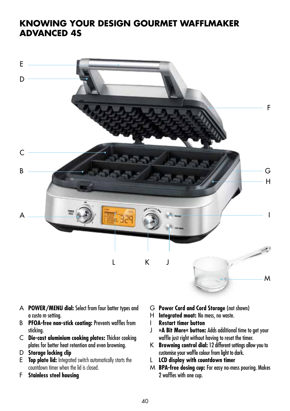 Knowing your design gourmet wafflmaker advanced 4s | Gastroback 42421 Design Gourmet Waffle Maker Advanced 4S User Manual | Page 4 / 34