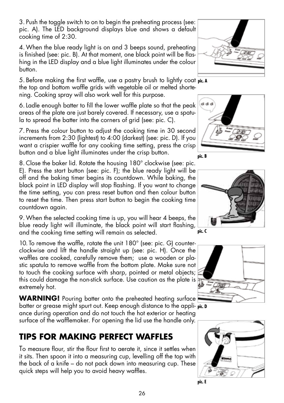Tips for making perfect waffles | Gastroback 42419 Design Wafflemaker Advanced EL User Manual | Page 10 / 16