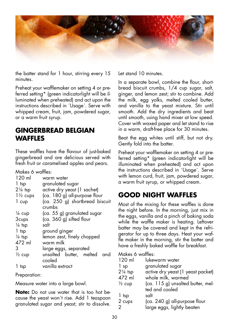 Gingerbread belgian waffles, Good night waffles | Gastroback 42419 Design Wafflemaker Advanced EL User Manual | Page 14 / 16