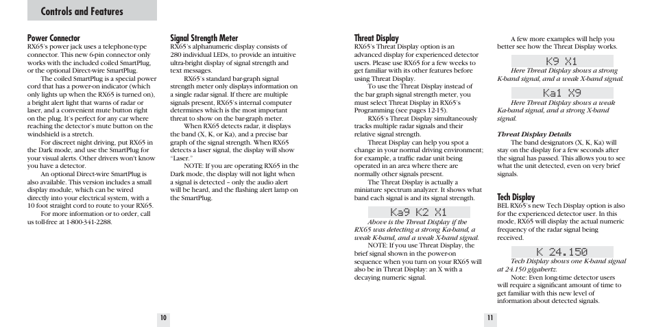 Ka9 k2 x1, K9 x1, Ka1 x9 | Controls and features | Beltronics PRO RX65 User Manual | Page 7 / 16