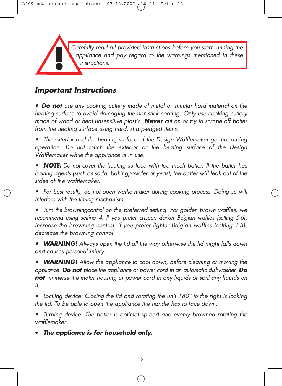 Gastroback 42409 Professional Waffle Maker User Manual | Page 2 / 16