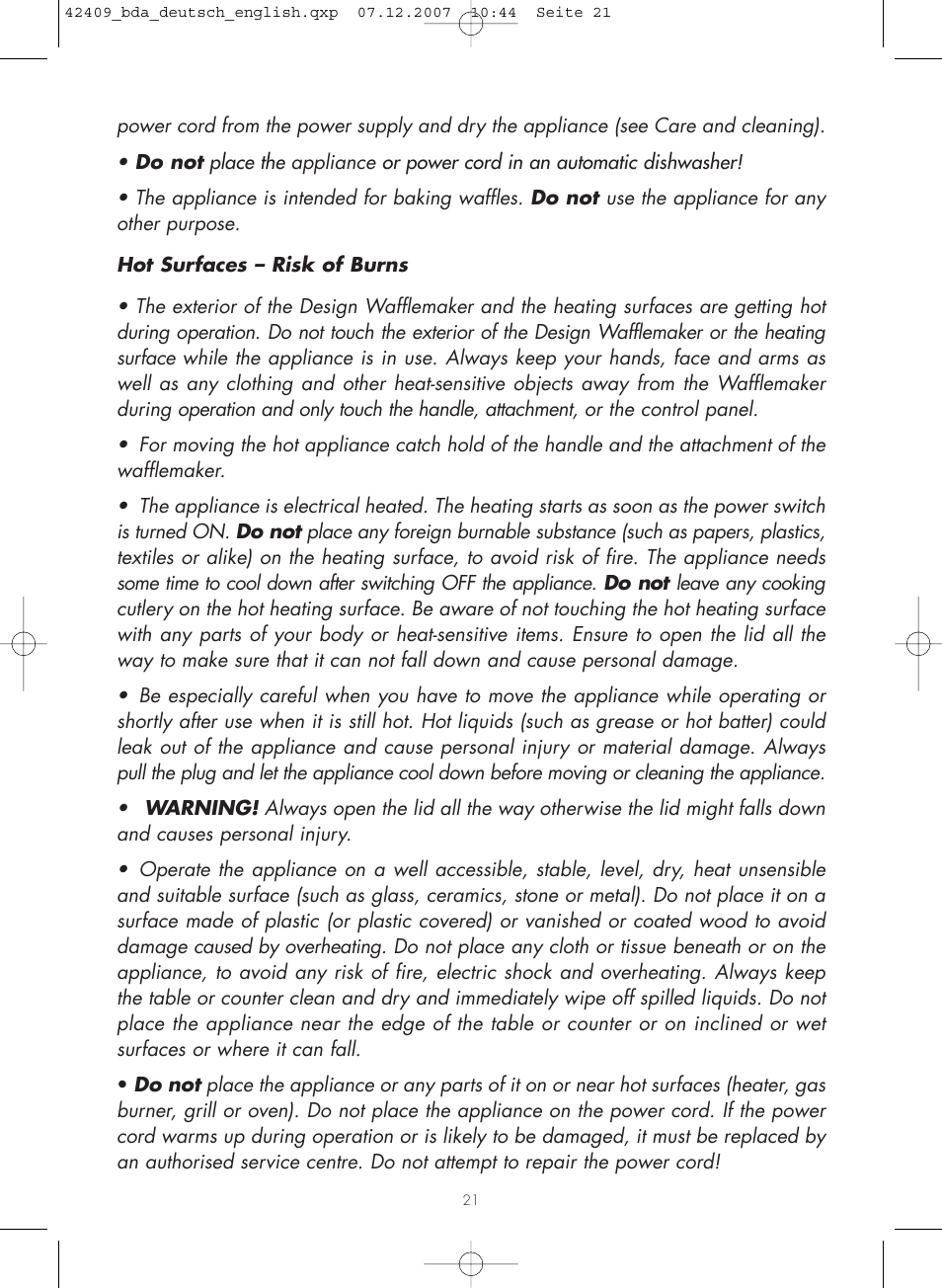 Gastroback 42409 Professional Waffle Maker User Manual | Page 5 / 16