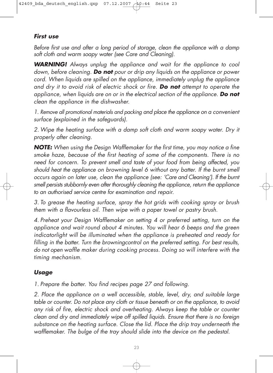 Gastroback 42409 Professional Waffle Maker User Manual | Page 7 / 16
