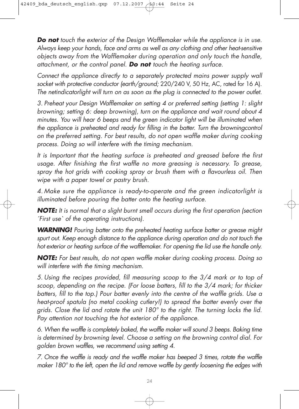 Gastroback 42409 Professional Waffle Maker User Manual | Page 8 / 16