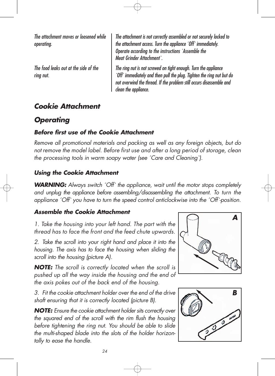 Cookie attachment operating | Gastroback 98101 Meat Grinder / Cookie Attachment User Manual | Page 9 / 16