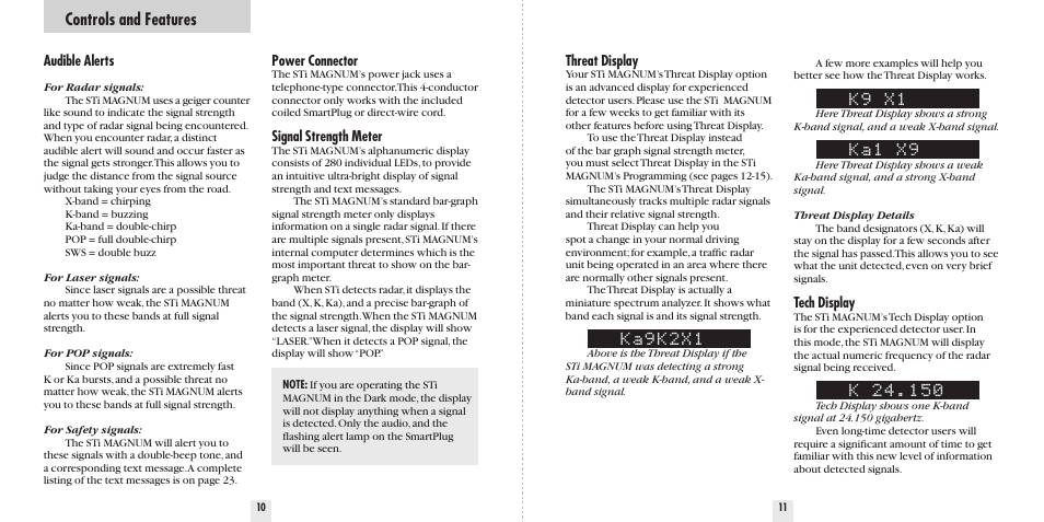 Ka9k2x1, K9 x1, Ka1 x9 | Controls and features | Beltronics Sti Magnum User Manual | Page 7 / 16