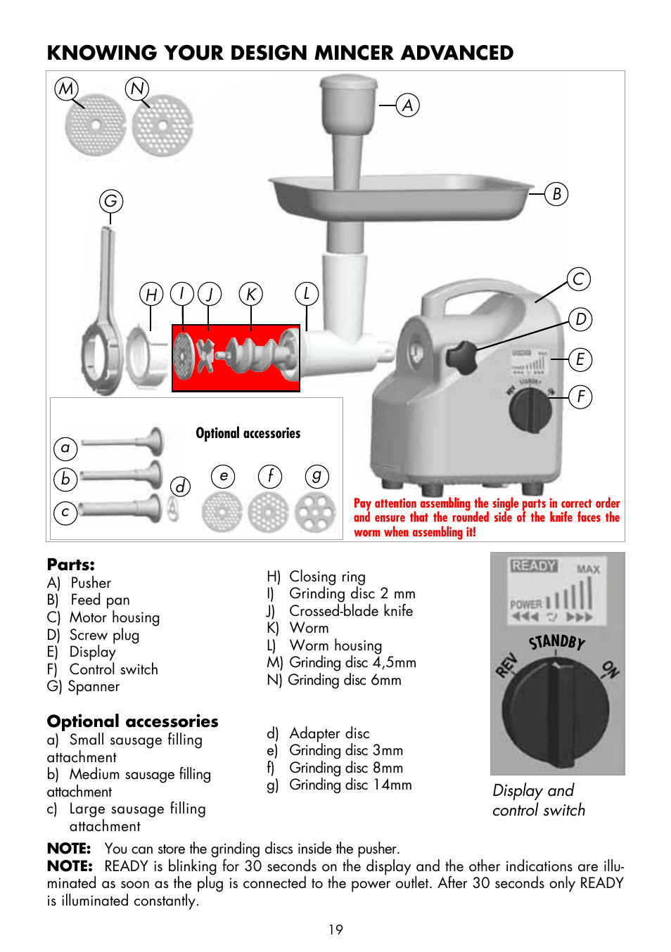 Knowing your design mincer advanced | Gastroback 41409 Design Mincer Advanced (standard size 8) User Manual | Page 3 / 16