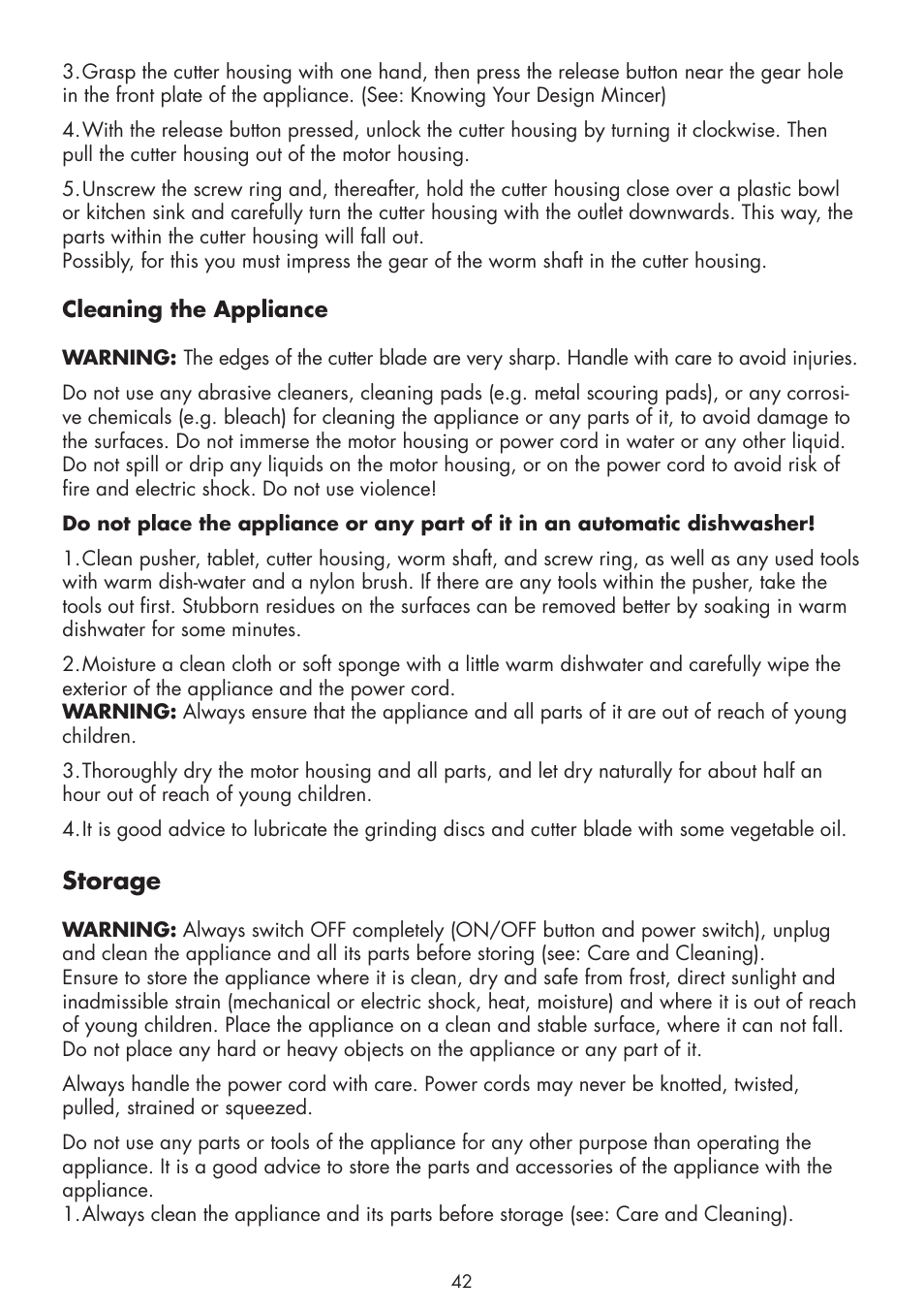 Storage | Gastroback 41408 Design Mincer Pro M User Manual | Page 18 / 23