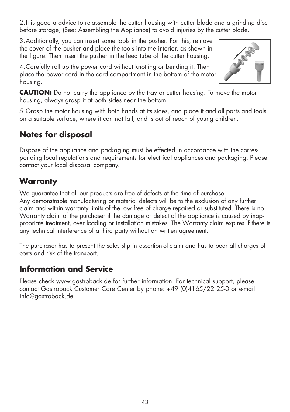 Warranty, Information and service | Gastroback 41408 Design Mincer Pro M User Manual | Page 19 / 23