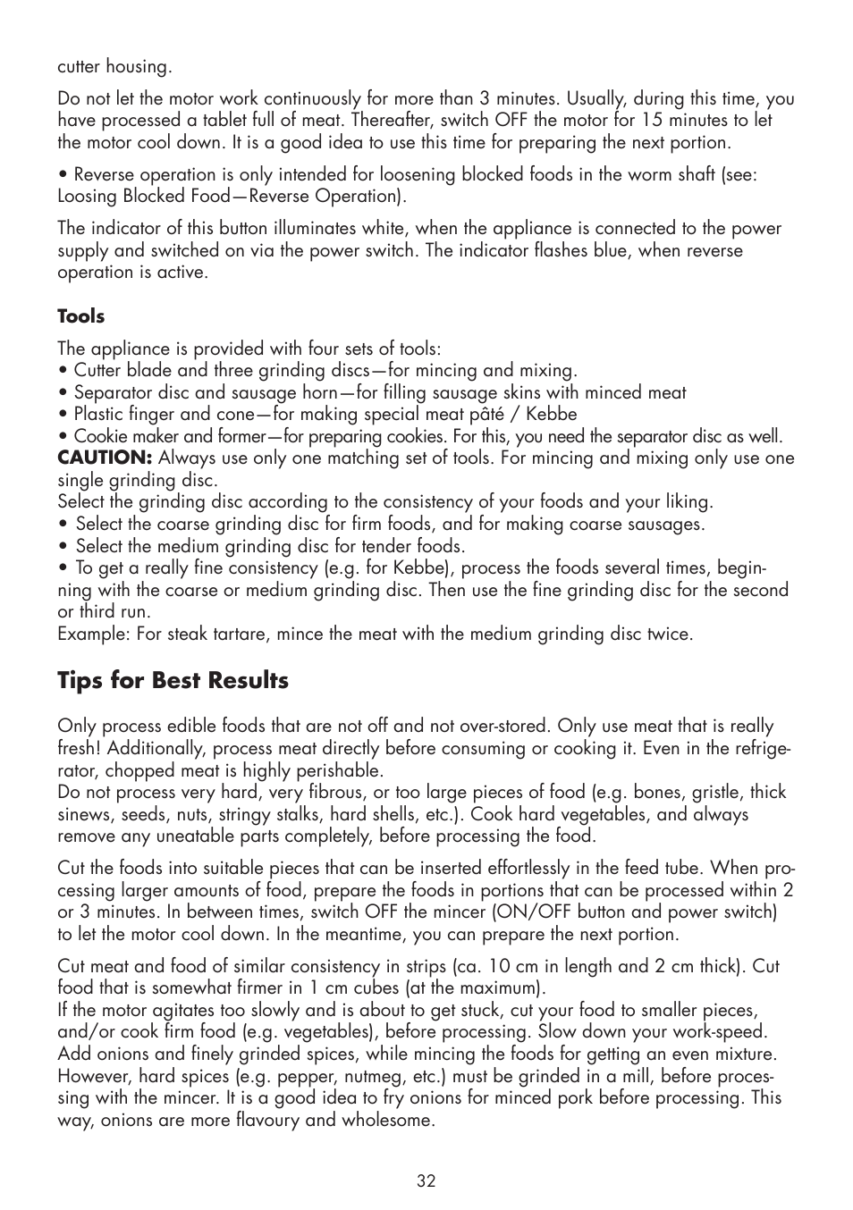 Tips for best results | Gastroback 41408 Design Mincer Pro M User Manual | Page 8 / 23