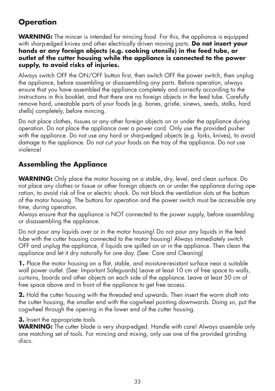 Operation | Gastroback 41408 Design Mincer Pro M User Manual | Page 9 / 23