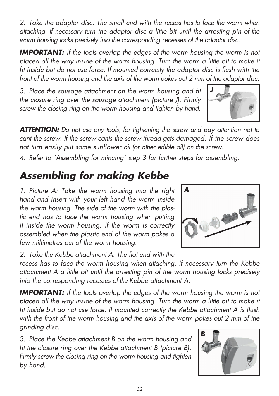 Assembling for making kebbe | Gastroback 41406 Design Mincer Electronic Pro User Manual | Page 10 / 22