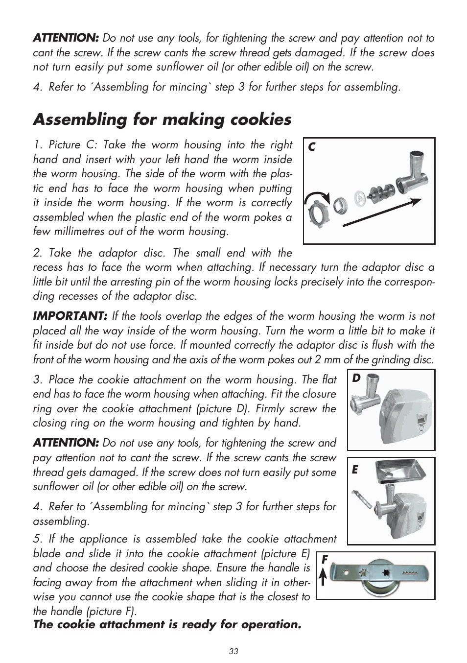 Assembling for making cookies | Gastroback 41406 Design Mincer Electronic Pro User Manual | Page 11 / 22