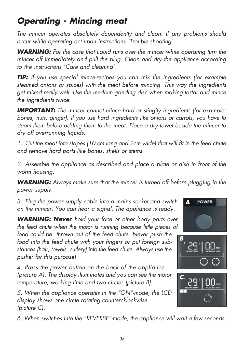 Operating - mincing meat | Gastroback 41406 Design Mincer Electronic Pro User Manual | Page 12 / 22