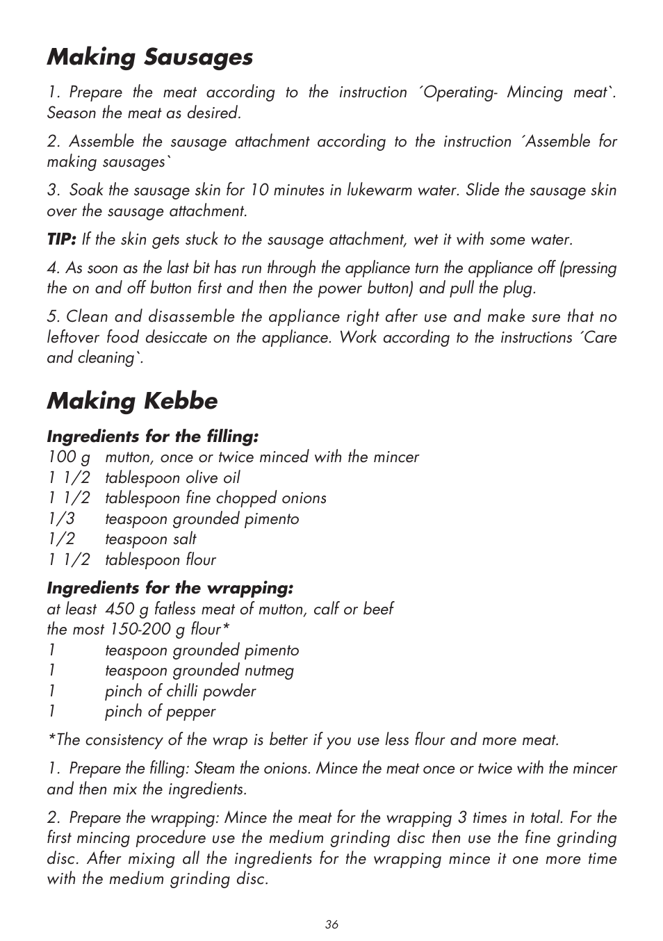 Making sausages, Making kebbe | Gastroback 41406 Design Mincer Electronic Pro User Manual | Page 14 / 22