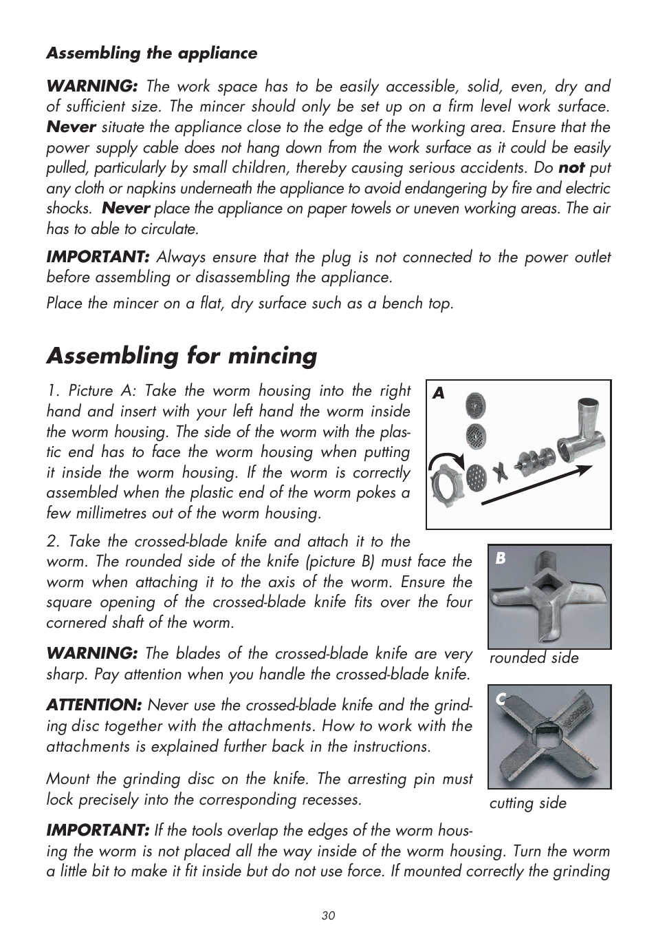 Assembling for mincing | Gastroback 41406 Design Mincer Electronic Pro User Manual | Page 8 / 22