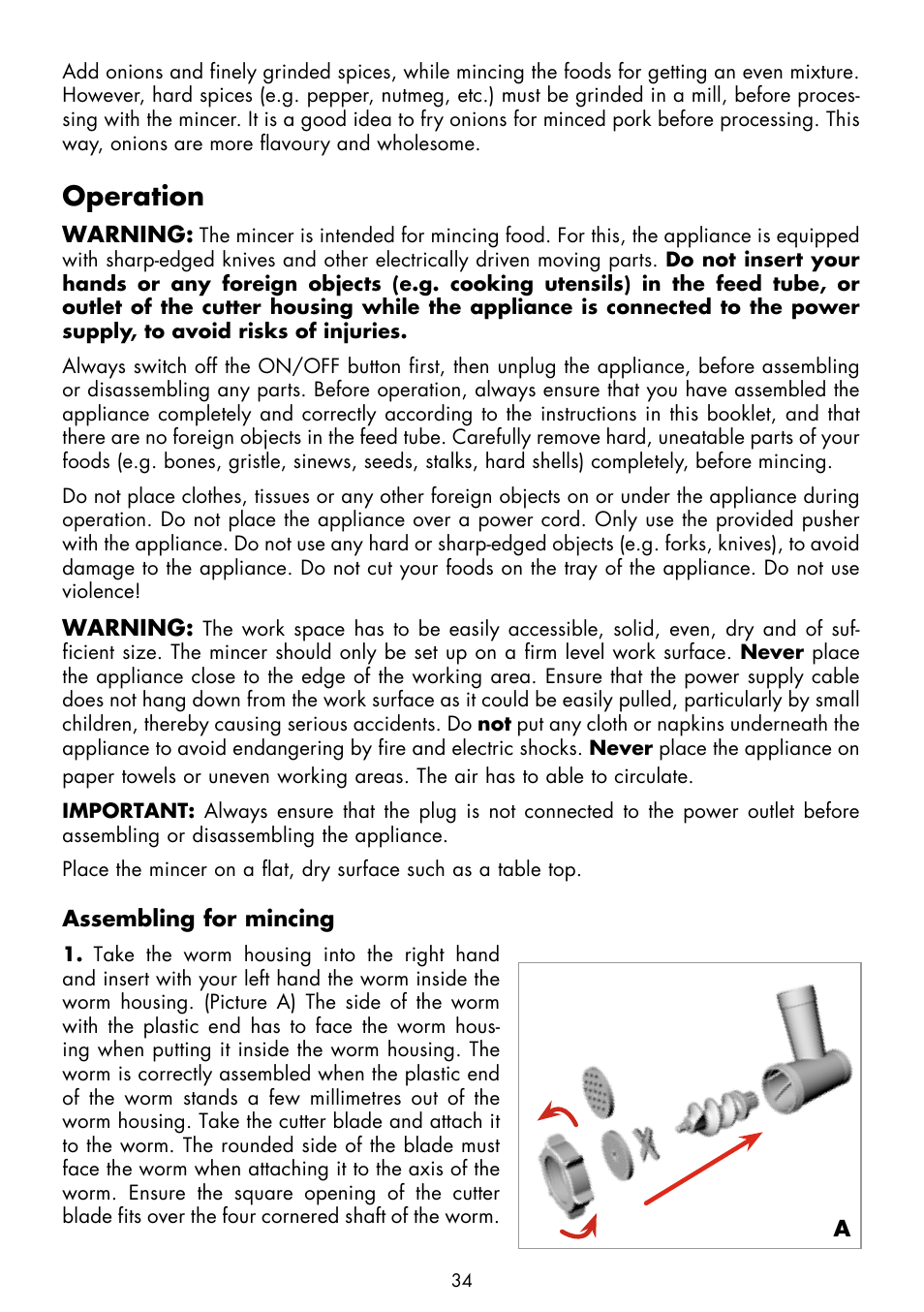 Operation | Gastroback 41403 Design Mincer Plus User Manual | Page 10 / 24