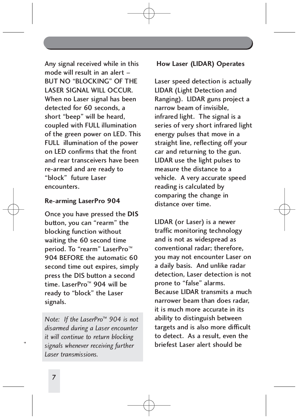How traffic laser operates | Beltronics LP904 User Manual | Page 7 / 16
