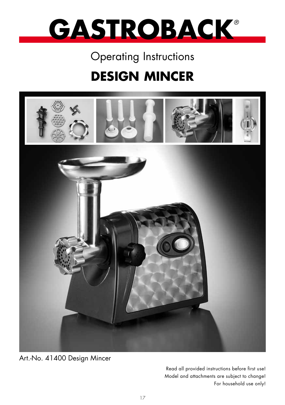 Gastroback 41400 Design Mincer User Manual | 15 pages