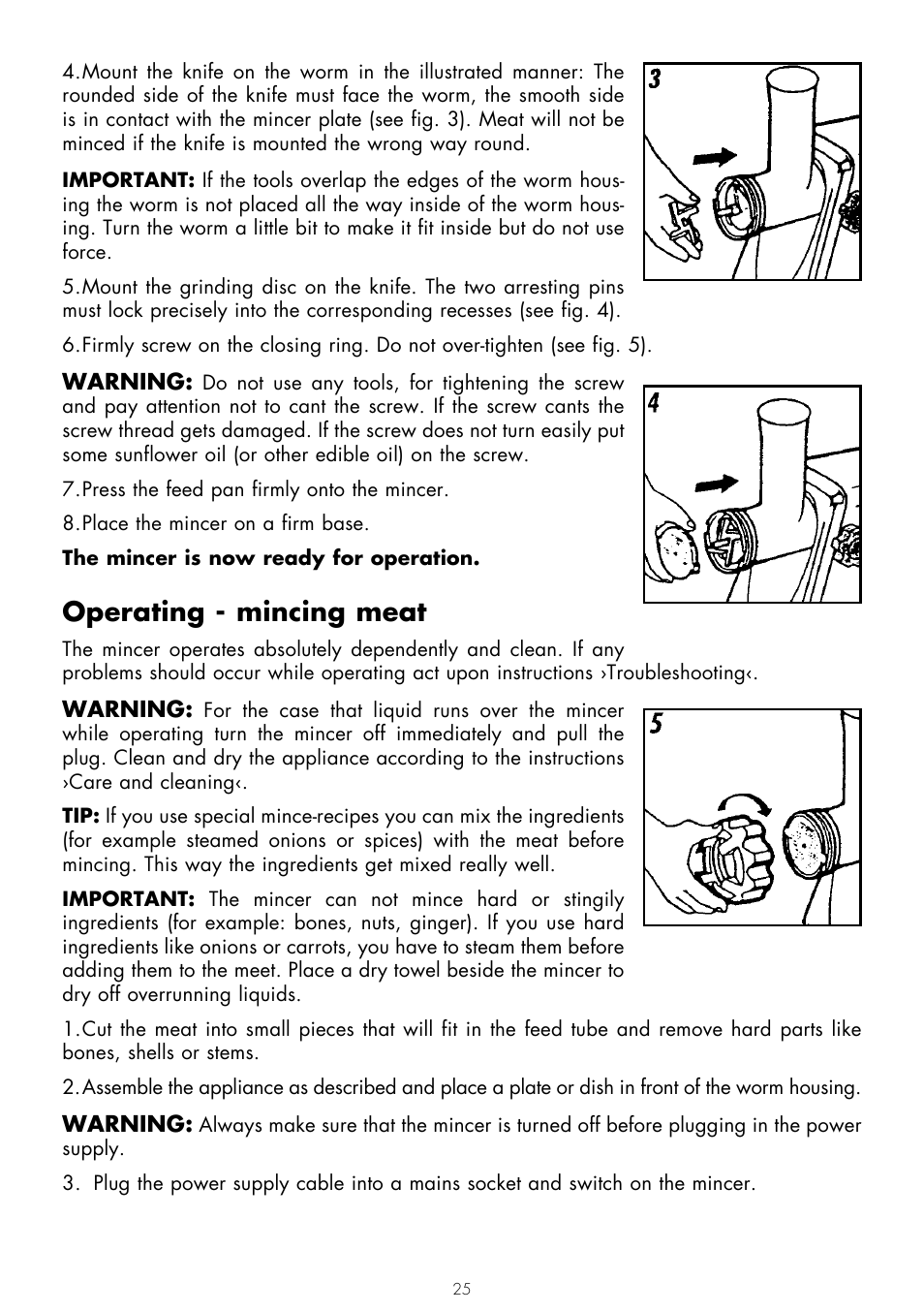 Operating - mincing meat | Gastroback 41400 Design Mincer User Manual | Page 9 / 15