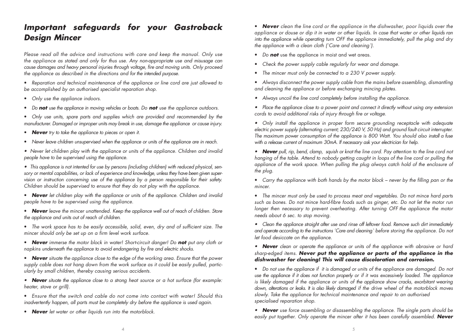 Gastroback 41401 Mincer User Manual | Page 3 / 8