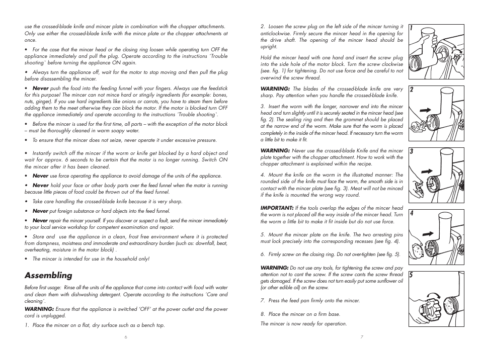 Assembling | Gastroback 41401 Mincer User Manual | Page 4 / 8