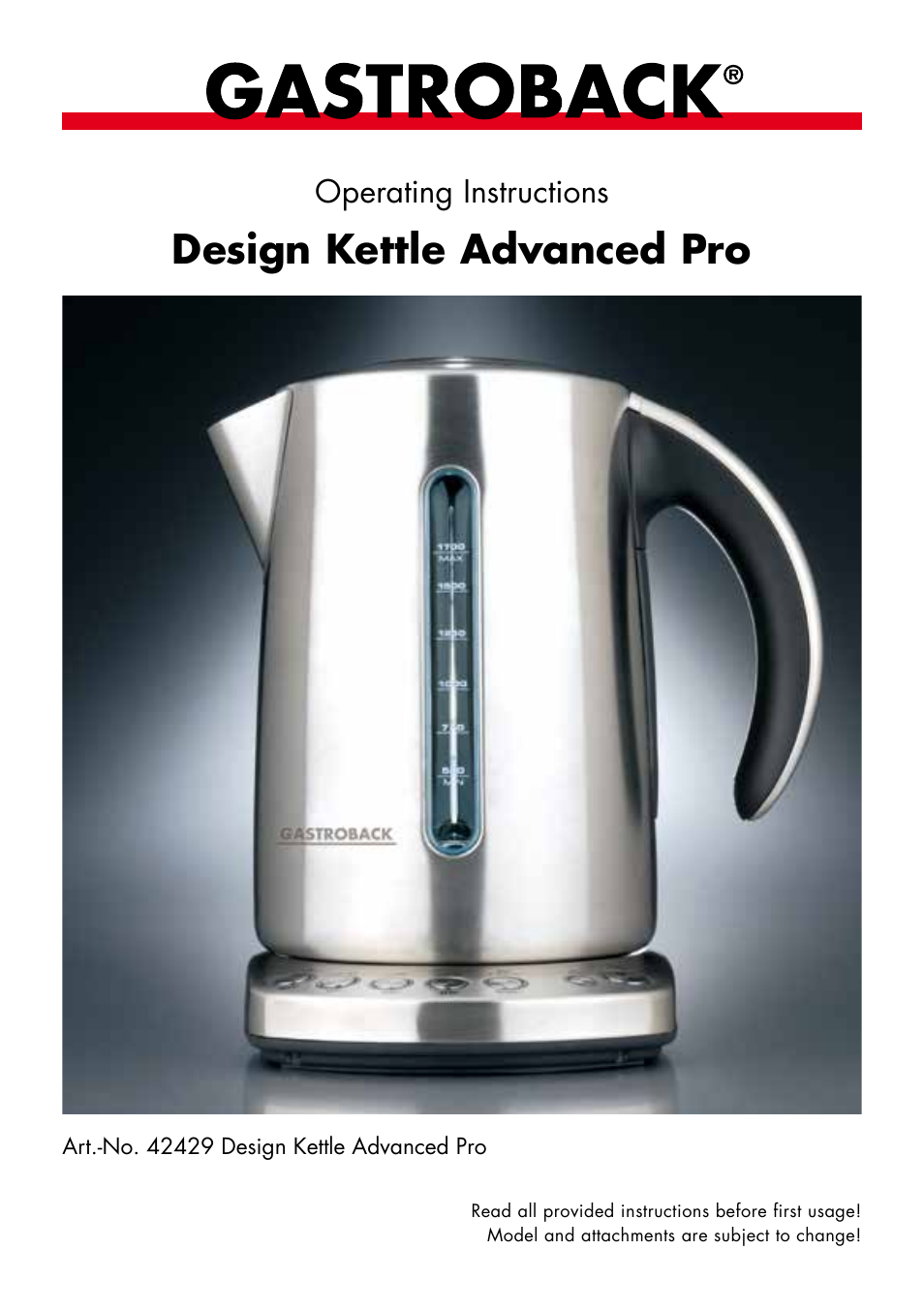 Gastroback 42429 Design Kettle Advanced Pro User Manual | 14 pages