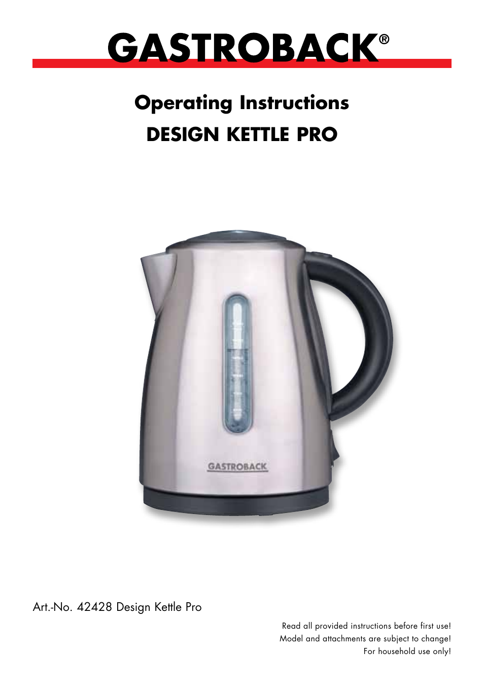 Gastroback 42428 Design Kettle Pro User Manual | 10 pages