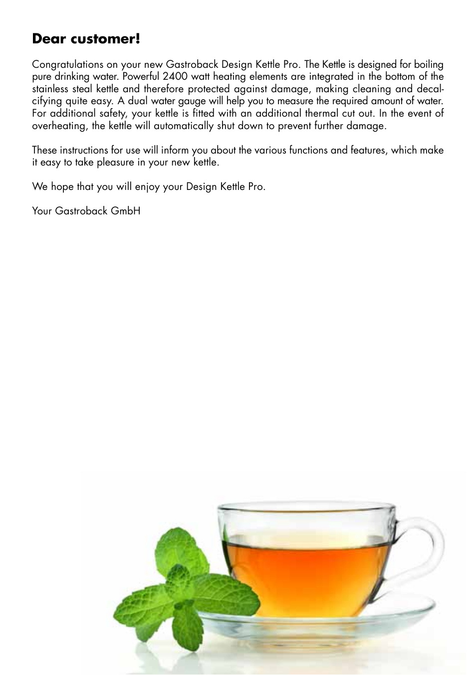 Dear customer | Gastroback 42428 Design Kettle Pro User Manual | Page 3 / 10