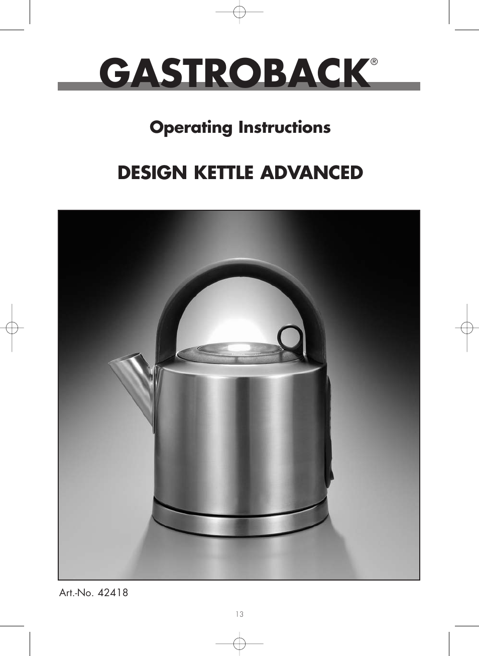 Gastroback 42418 Design Teakettle Advanced User Manual | 12 pages