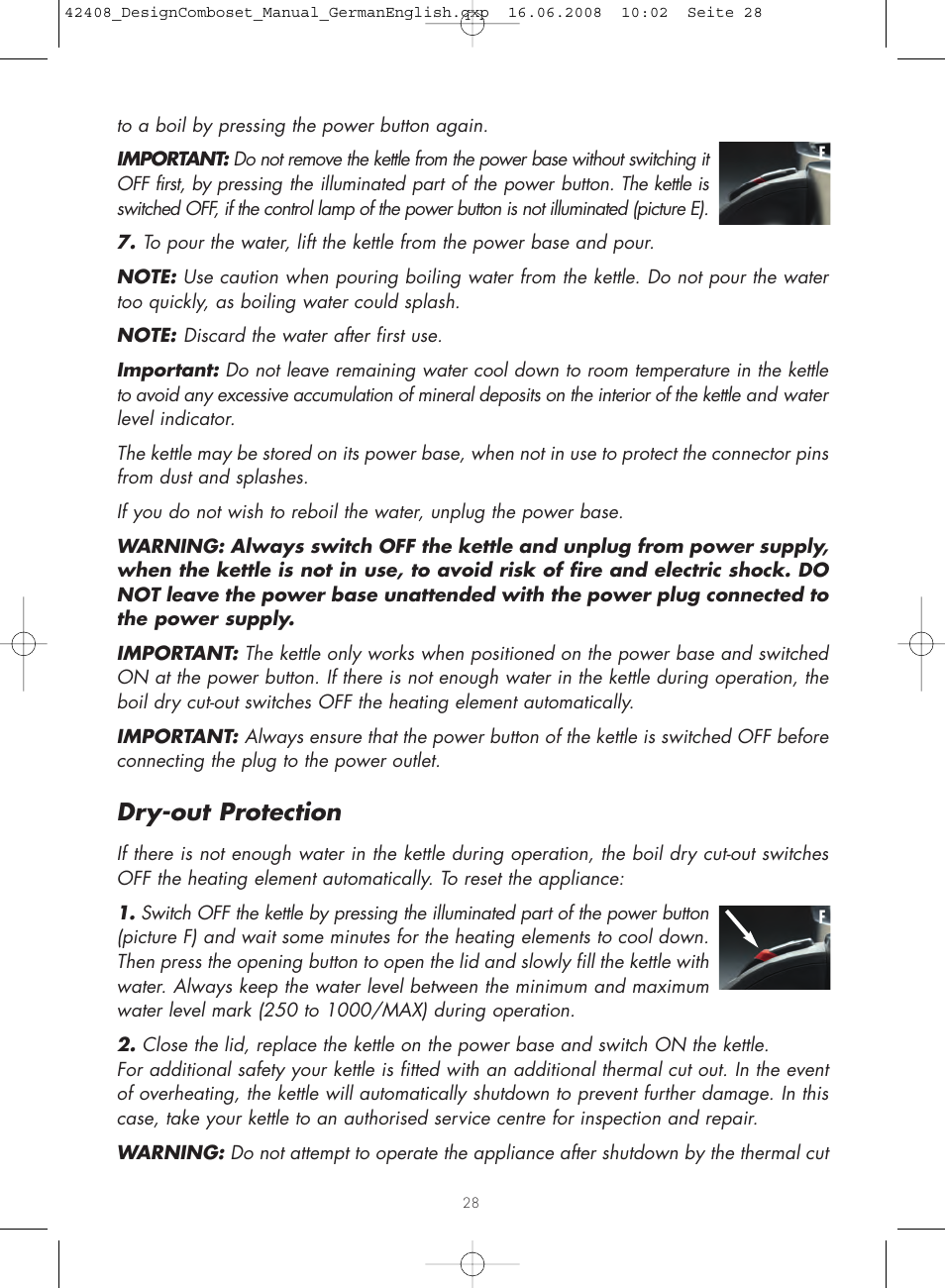 Dry-out protection | Gastroback 42408 Design Combo Set User Manual | Page 10 / 18