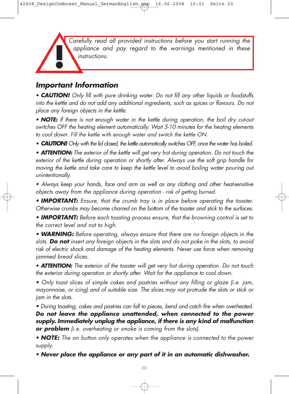 Gastroback 42408 Design Combo Set User Manual | Page 2 / 18