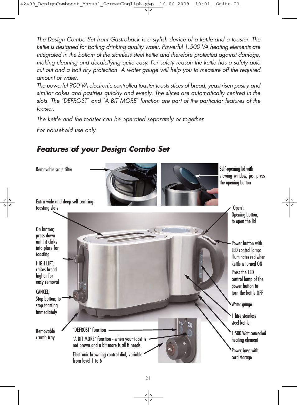 Features of your design combo set | Gastroback 42408 Design Combo Set User Manual | Page 3 / 18