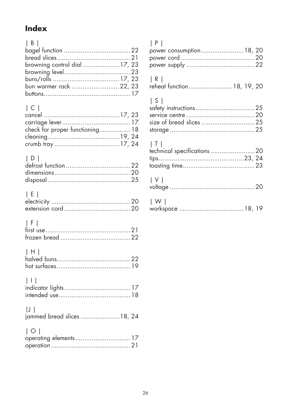 Index | Gastroback 42401 Design Toaster Basic User Manual | Page 12 / 13