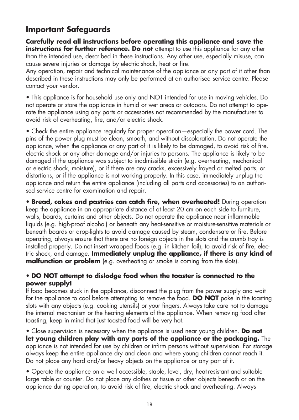 Important safeguards | Gastroback 42401 Design Toaster Basic User Manual | Page 4 / 13