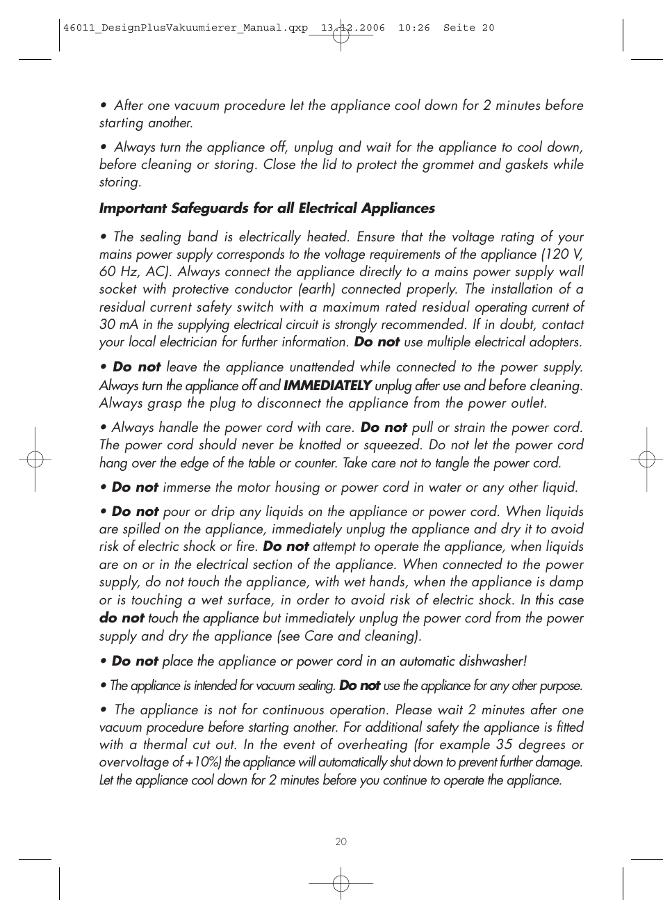 Gastroback 46011 Design Pro Vacuum Sealer User Manual | Page 4 / 14