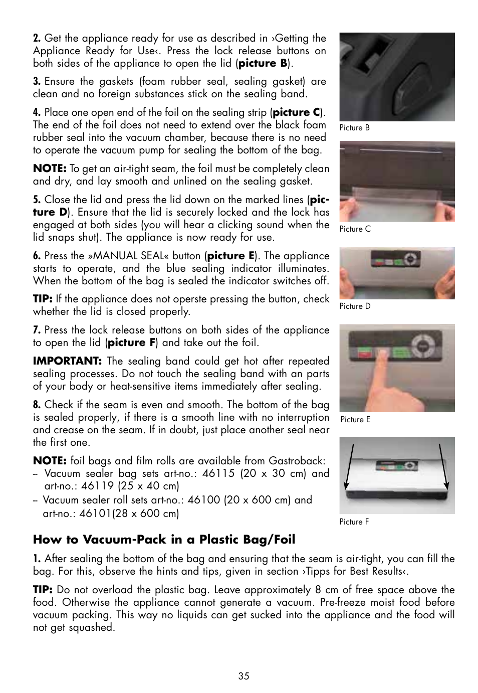 Gastroback 46008 Design Vakuum Sealer Plus User Manual | Page 13 / 22