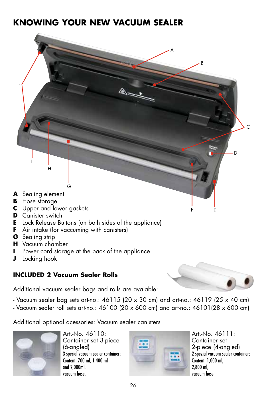 Knowing your new vacuum sealer | Gastroback 46008 Design Vakuum Sealer Plus User Manual | Page 4 / 22