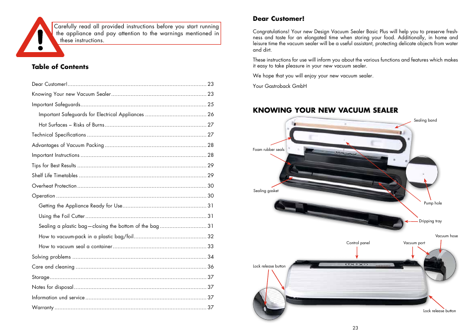 Gastroback 46007 Design Vacuum Sealer Plus User Manual | Page 2 / 11