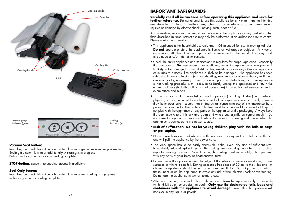 Important safeguards | Gastroback 46007 Design Vacuum Sealer Plus User Manual | Page 3 / 11