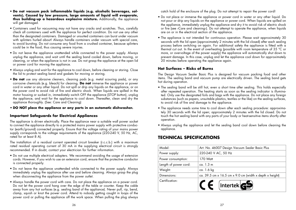 Gastroback 46007 Design Vacuum Sealer Plus User Manual | Page 4 / 11